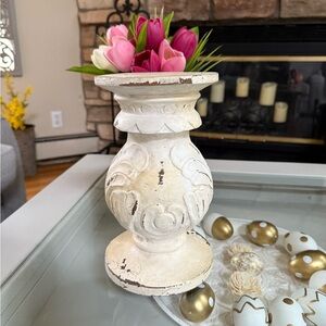 Elegant White Shabby Chic Candle Holder